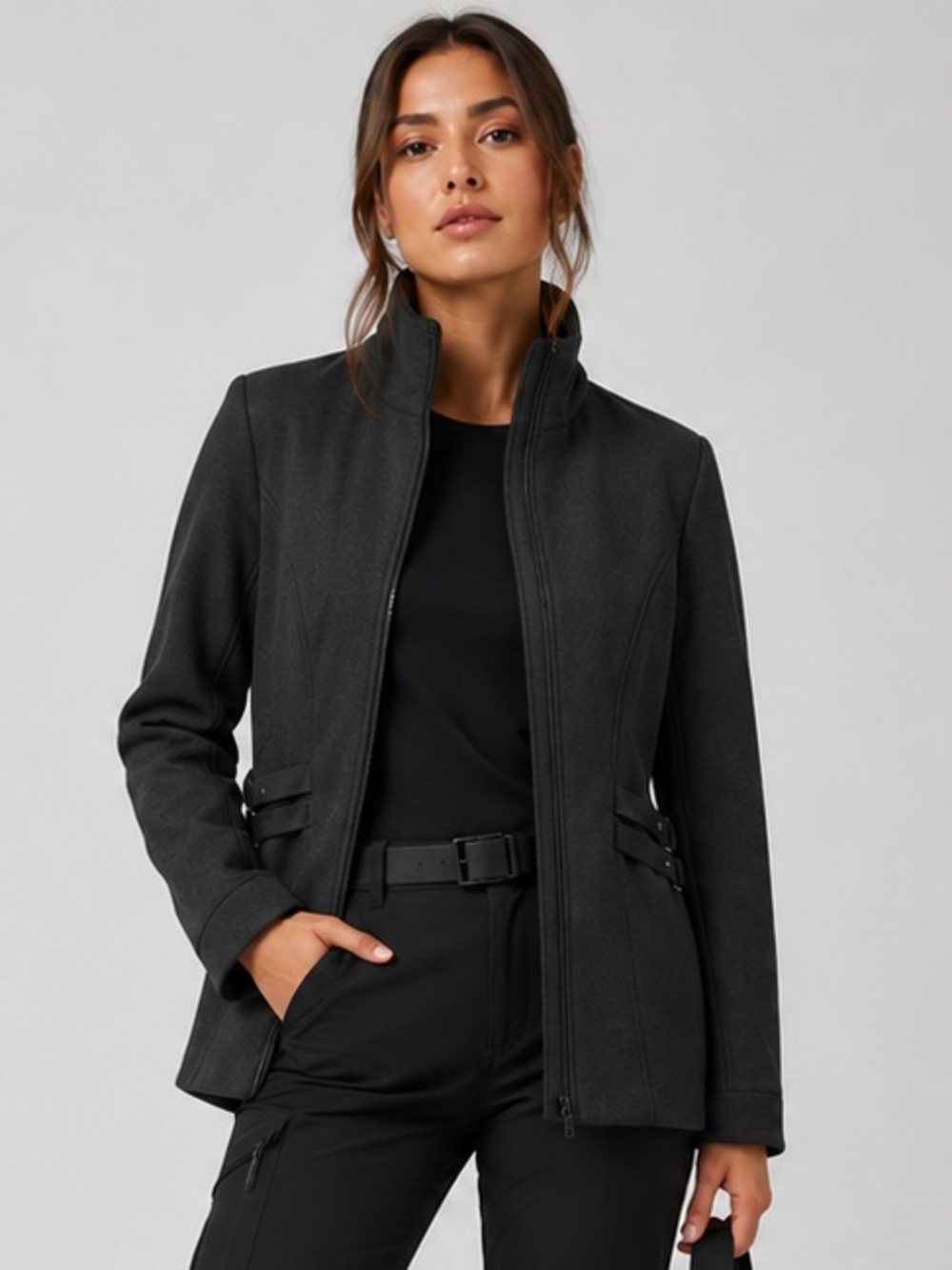 croft & barrow Charcoal Gray Gorpcore Corporate Zip-Front Pea Coat Size Larg